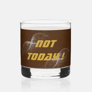 Gold "NICHT HEUTE!" mit Silberner Glitzer auf Brau Whiskyglas
