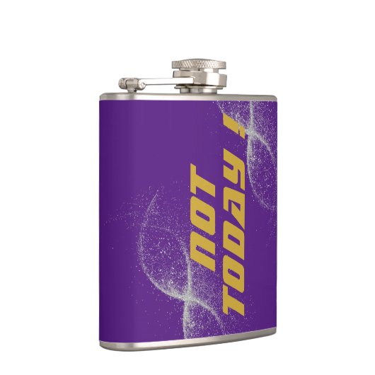 Gold "NICHT HEUTE!" mit Silberner Glitzer auf Lila Flachmann (Rechts)