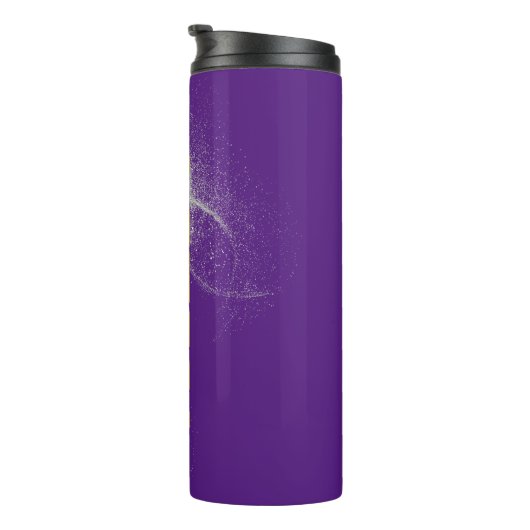 Gold "NICHT HEUTE!" mit Silberner Glitzer auf Lila Thermosbecher (Nach rechts gedreht)