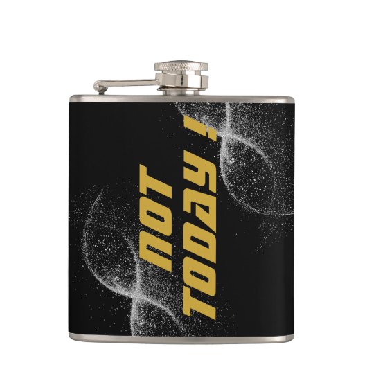 Gold "NICHT HEUTE!" mit Silberner Glitzer auf Schw Flachmann (Vorderseite)