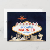 Gold Night Skyline Las Vegas Wedding Save the Date Postkarte (Vorne/Hinten)