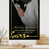 Gold Night Stars Rahmen Weihnachtsfeiern Foto Poster (Küche)