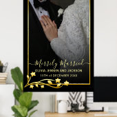 Gold Night Stars Rahmen Weihnachtsfeiern Foto Poster (Heimbüro)