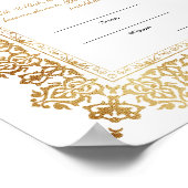 Gold Nikkah Certificate for Muslim Islamic Wedding Poster (Ecke)