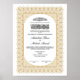 Gold-Nikkah-Zertifikat für islamische Hochzeit Poster