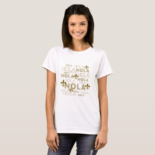 Gold NOLA NOLA NOLA T-Shirt (Vorne ganz)