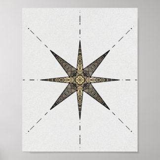 Gold North Star 8x10" Poster