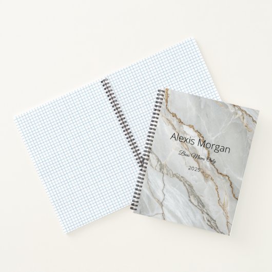 Gold-Notebook aus weißem Marmor Notizblock (Innenseite)