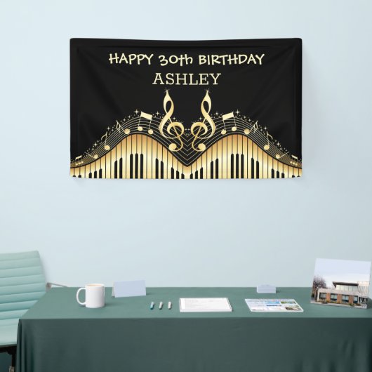 Gold Notes und Tastaturen Banner (Messeveranstaltung)