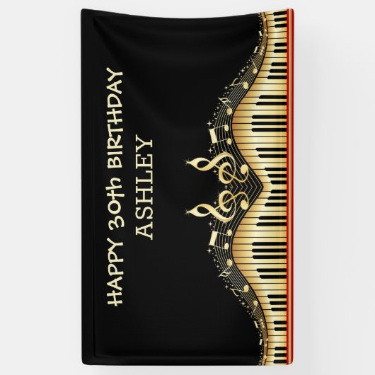 Gold Notes und Tastaturen, rote Lines Banner (Vertikal)