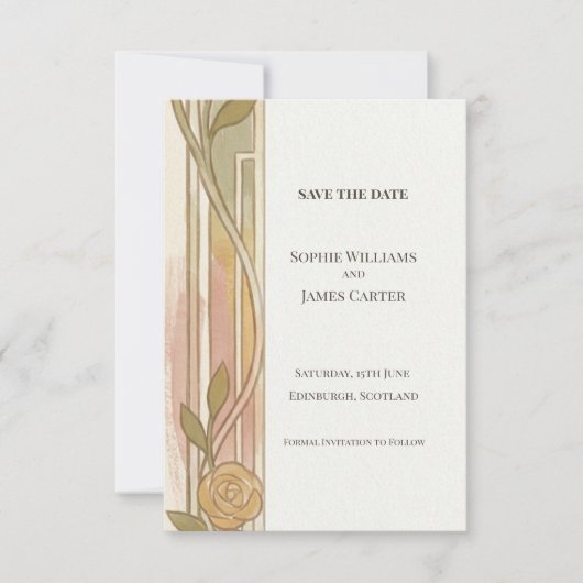 Gold Nouveau Floral Save The Date (Vorderseite)