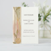 Gold Nouveau Floral Save The Date (Stehend Vorderseite)