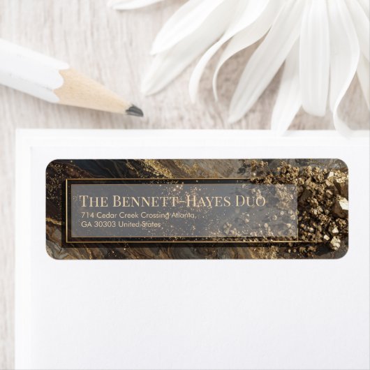 Gold Nugget Obsidian Marble Return Address (Insitu)