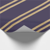 Gold Nugget Streifen auf einem dunkelblauen Hinter Geschenkpapier (Ecke)