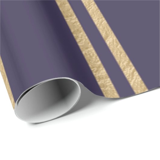 Gold Nugget Streifen auf einem dunkelblauen Hinter Geschenkpapier (Rolleneckpunkt)