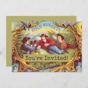 Gold Nuggets Antique Cigar Label Einladung