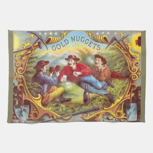 Gold Nuggets Antique Cigar Label Geschirrtuch (Horizontal)