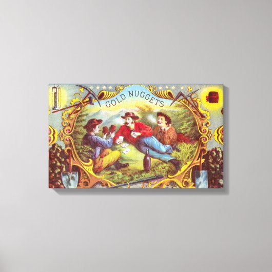Gold Nuggets Antique Cigar Label Leinwanddruck (Vorderseite)