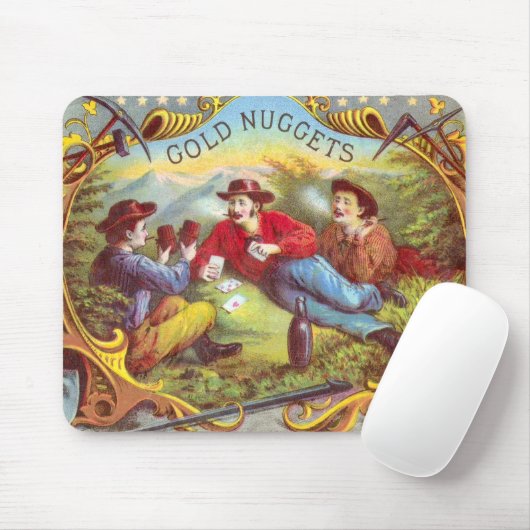 Gold Nuggets Antique Cigar Label Mousepad (Mit Mouse)