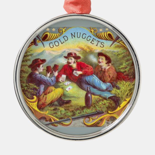 Gold Nuggets Antique Cigar Label Ornament Aus Metall (Vorne)