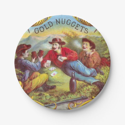 Gold Nuggets Antique Cigar Label Pappteller (Vorderseite)