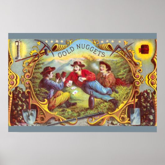 Gold Nuggets Antique Cigar Label Poster (Vorne)