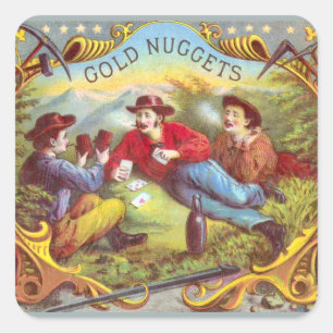 Gold Nuggets Antique Cigar Label Quadratischer Aufkleber