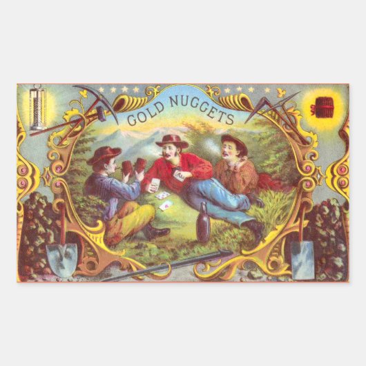 Gold Nuggets Antique Cigar Label Rechteckiger Aufkleber (Vorderseite)
