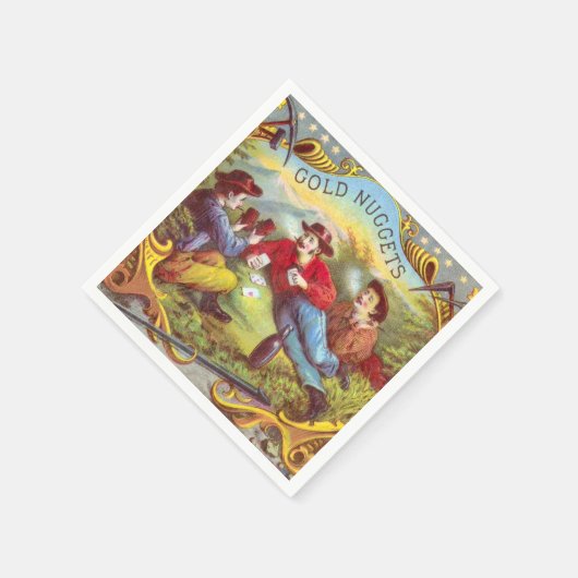 Gold Nuggets Antique Cigar Label Serviette (Ecke)