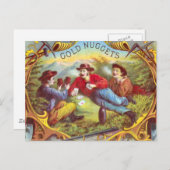Gold Nuggets: Antique Cigar Label Wild West Art Postkarte (Vorne/Hinten)