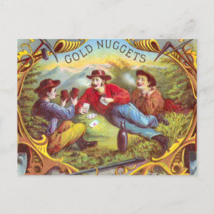 Gold Nuggets: Antique Cigar Label Wild West Art Postkarte
