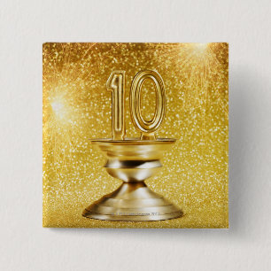 Gold Number 10 Button