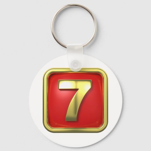Gold Number Seven Keychain Schlüsselanhänger (Vorderseite)
