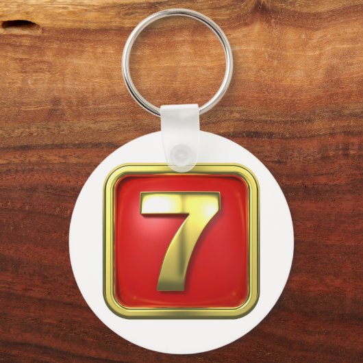 Gold Number Seven Keychain Schlüsselanhänger (Vorderseite)