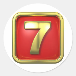 Gold Number Sieben Stickers