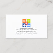 Gold numerische Symbole Frame Tutor Visitenkarte (Rückseite)