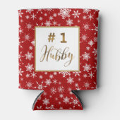 Gold Nummer 1 Hubby Winter Snowflakes Monogramm Dosenkühler (Vorderseite)