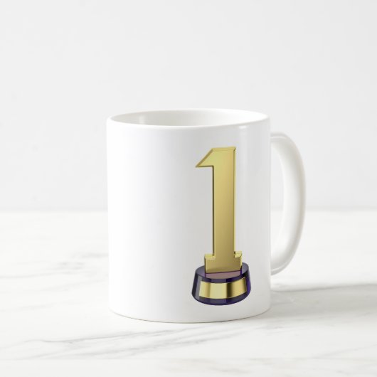 Gold Nummer eins Trophäe Kaffeetasse (VorderseiteRechts)