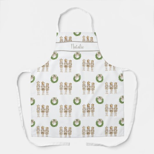 Gold Nutcracker and Wreath Christmas Schürze (Vorderseite)