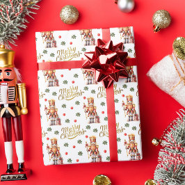 Gold Nutcracker Fest Frohe Weihnachten Geschenkpapier