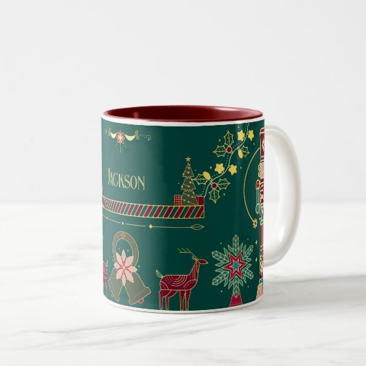 Gold Nutcracker Festliche Personalisierte Weihnach Zweifarbige Tasse (VorderseiteRechts)