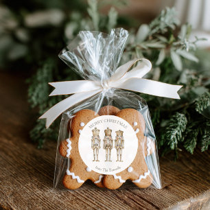 Gold Nutcracker Frohe Weihnachten Runder Aufkleber