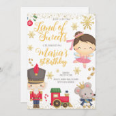 Gold Nutcracker Land der Süßigkeiten Einladung zum (Vorne/Hinten)
