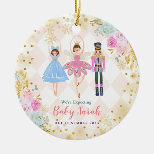 Gold Nutcracker wir erwarten Eltern Keramik Ornament (Vorne)