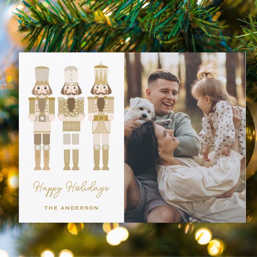 GOLD NUTCRACKERS MIT FOTO-CHRISTMAS POSTKARTE