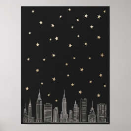 Gold NYC Skyline I Poster