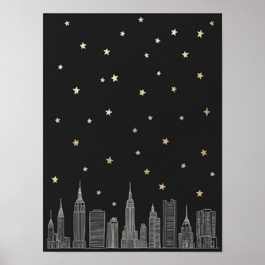 Gold NYC Skyline I Poster (Vorne)