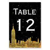 Gold NYC Skyline Starry Sky Tischnummer DIY BG (Rückseite)