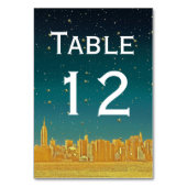 Gold NYC Wide Skyline Etch Dusk Starry DIY BG Tischnummer (Rückseite)