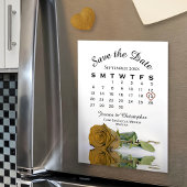 Gold Ochre Rose Save the Date Kalender Magnet
